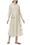 Buy_Neeta Bhargava_Off White Silk, Organic Dress Round Neckline Midi With Jacket _at_Aza_Fashions