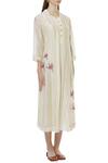 Neeta Bhargava_Off White Silk, Organic Dress Round Neckline Midi With Jacket _Online_at_Aza_Fashions