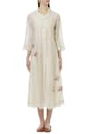 Buy_Neeta Bhargava_Off White Silk, Organic Dress Round Neckline Midi With Jacket _Online_at_Aza_Fashions