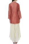 Shop_Neeta Bhargava_Red Cotton Silk Inner Round Neckline, Tunic Embroidered _at_Aza_Fashions