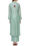 Shop_Neeta Bhargava_Green Cotton Silk Round Neck Embroidered Kurta Set _at_Aza_Fashions