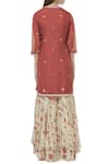 Shop_Neeta Bhargava_Red Cotton Silk Kurta Embroidered Lehenga Set _at_Aza_Fashions