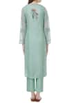 Shop_Neeta Bhargava_Green Silk, Cotton, Organza Round Neck Embroidered Kurta _at_Aza_Fashions