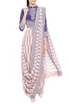 Buy_Soup by Sougat Paul_Blue Crepe Printed Pre-draped Saree Gown_at_Aza_Fashions