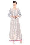 Buy_Soup by Sougat Paul_Blue Georgette Kurta Keyhole Neck Printed Palazzo Set_Online_at_Aza_Fashions