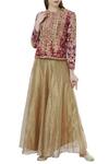 Buy_Rahul Singh_Gold Chanderi Silk Round Lehenga Set _at_Aza_Fashions