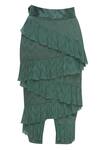 Shop_Ohaila Khan_Green Chevron Frill Midi Skirt_at_Aza_Fashions