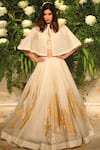 Buy_Rohit Bal_Off White Organza Applique Embroidered Cape _at_Aza_Fashions