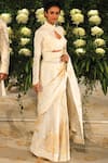 Buy_Rohit Bal_Off White Organza Embroidered Detaillurex Saree With Unstitched Blouse Piece_at_Aza_Fashions