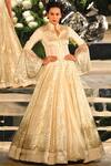 Buy_Rohit Bal_Off White Organza Sequin Embroidery Built-up Collar Jacket Style Anarkali_at_Aza_Fashions