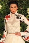 Shop_Rohit Bal_Ivory Net Applique High Neck Embroidered Corset _at_Aza_Fashions