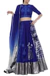 Buy_Masaba_Blue Cotton Silk Printed Lehenga Set_at_Aza_Fashions