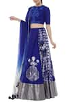 Masaba_Blue Cotton Silk Printed Lehenga Set_Online_at_Aza_Fashions