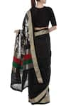 Shop_Masaba_Black Banarasi Printed Saree_at_Aza_Fashions