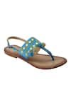 Buy_Sole Fry_Blue Bead Ankle Strap Sandals _at_Aza_Fashions