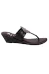 Sole Fry_Black Crystal Handcrafted Slip On Sandals _Online_at_Aza_Fashions