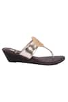 Sole Fry_Gold Crystal Handcrafted Slip On Sandals _Online_at_Aza_Fashions