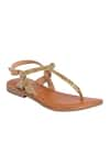 Buy_Sole Fry_Gold Cutdana Ankle Strap Sandals _at_Aza_Fashions