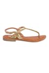 Sole Fry_Gold Cutdana Ankle Strap Sandals _Online_at_Aza_Fashions