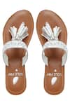 Shop_Sole Fry_White Embellished Tassel Slip On Flats _at_Aza_Fashions