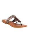 Buy_Sole Fry_Brown Embellished Tassel Slip On Flats _at_Aza_Fashions