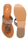 Shop_Sole Fry_Brown Embellished Tassel Slip On Flats _at_Aza_Fashions