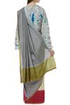 Shop_Latha Puttanna_Grey Silk Round Saree With Batik Blouse_at_Aza_Fashions