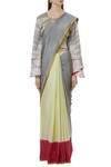 Latha Puttanna_Grey Silk Round Saree With Batik Blouse_Online_at_Aza_Fashions