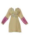 Shop_Latha Puttanna_Beige Handwoven Chanderi Kurta_Online_at_Aza_Fashions