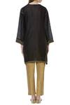 Shop_Latha Puttanna_Black Chanderi Split Embroidered Kurta _at_Aza_Fashions