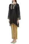 Buy_Latha Puttanna_Black Chanderi Split Embroidered Kurta _Online_at_Aza_Fashions