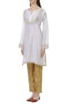 Buy_Latha Puttanna_White Chanderi Split Embroidered Kurta  _Online_at_Aza_Fashions