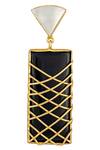 Varnika Arora_Black Stone Rectangular Earrings _Online_at_Aza_Fashions