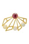 Varnika Arora_Gold Plated Cut Work, Stones Geometric Studs _Online_at_Aza_Fashions