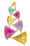 Varnika Arora_Gold Plated Stone Geometric Earrings_Online_at_Aza_Fashions