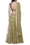 Shop_Bhumika Grover_Green Net Band Collar Embroidered Lehenga Set _at_Aza_Fashions