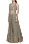 Buy_Bhumika Grover_Green Raw Silk Round Embroidered Lehenga And Jacket Set _Online_at_Aza_Fashions