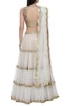 Shop_Bhumika Grover_White Net Band Collar Embroidered Lehenga Set _at_Aza_Fashions