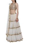 Buy_Bhumika Grover_White Net Band Collar Embroidered Lehenga Set _Online_at_Aza_Fashions