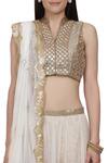 Shop_Bhumika Grover_White Net Band Collar Embroidered Lehenga Set _Online_at_Aza_Fashions