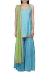 Shop_Bhumika Grover_Blue Raw Silk Round Embroidered Sharara Set_Online_at_Aza_Fashions