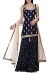 Buy_Bhumika Grover_Blue Raw Silk Embroidered Sharara Set _at_Aza_Fashions