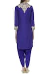 Shop_Sonali Gupta_Blue Round Neck Embroidered Jacket Kurta And Dhoti Pant Set  _at_Aza_Fashions