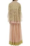 Shop_Sonali Gupta_Peach Blended Silk Jacket Embroidered Lehenga Set _at_Aza_Fashions