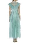 Shop_Sonali Gupta_Blue Organza Round Neck Ruffle Anarkali Kurta  _at_Aza_Fashions