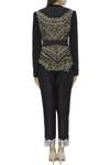 Shop_Sonali Gupta_Black Knitted Round Neck Embroidered Jacket And Pant Set  _at_Aza_Fashions
