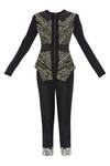 Buy_Sonali Gupta_Black Knitted Round Neck Embroidered Jacket And Pant Set  _Online_at_Aza_Fashions