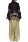 Shop_Sonali Gupta_Black Round Neck Embroidered Jacket Kurta And Pant Set  _at_Aza_Fashions