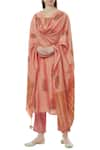 Buy_Samyukta Singhania_Peach Cotton Silk Chanderi Block Print Kurta Set_at_Aza_Fashions