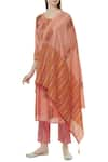 Samyukta Singhania_Peach Cotton Silk Chanderi Block Print Kurta Set_Online_at_Aza_Fashions